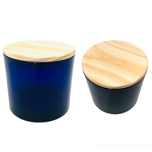Home Collection Other - Cobalt Blue Tinted Glass Jar with Wood Lid